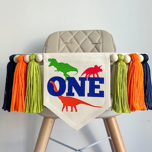 Dinosaur 1st Birthday Party Decorations, One-A-Saurus High Chair Banner, T-Rex First Birthday Sign, Wild One Cake Smash Decor, Photo Prop