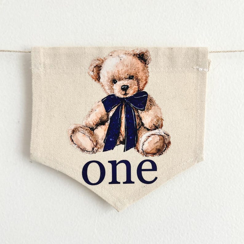 Teddy Bear First Birthday | Beary First Birthday | Highchair Banner ...