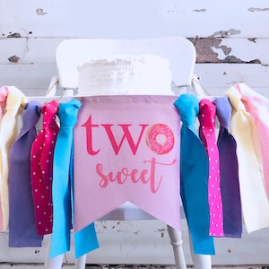 FINAL SALE Two Sweet Banner, Sweet Swecond Birthday Party, Donut Grow Up, Donut Birthday Party Decorations, Sweet Second Birthday HC159