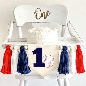 Bandera de borlas para el primer cumpleaños de béisbol, decoración para trona de Novato del Año, letrero para fiesta de primer cumpleaños de Little Slugger, banderín para fiesta de aplastamiento de pastel