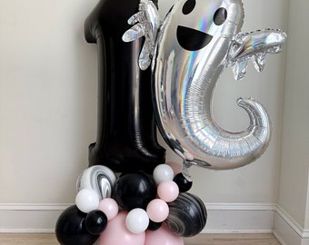 Halloween 1st Birthday Balloon Tower, Ghost First Birthday Decoration, Spooky First Birthday Party, Celebrate One Balloon Decor