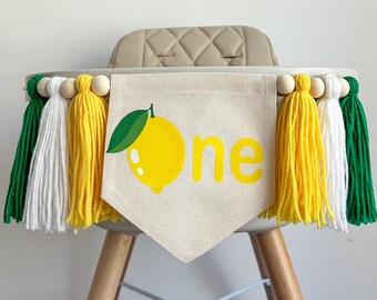 Lemon 1st Birthday Party Decorations, Lemonade First Birthday High Chair Banner, Summer Party Sign, Sweet One Cake Smash, Main Squeeze