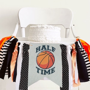 FINAL SALE Basketball Half Birthday Decor, Basketball Party Banner, Half Time Basketball Banner, Highchair Banner, Half Birthday Party