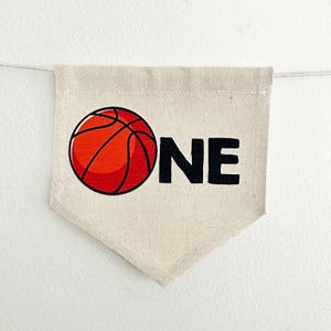 Basketball 1st Birthday Party Decorations, First Birthday, Sports Party High Chair Banner, Cake Smash Props, Highchair Tassel Banner Center Flag Only