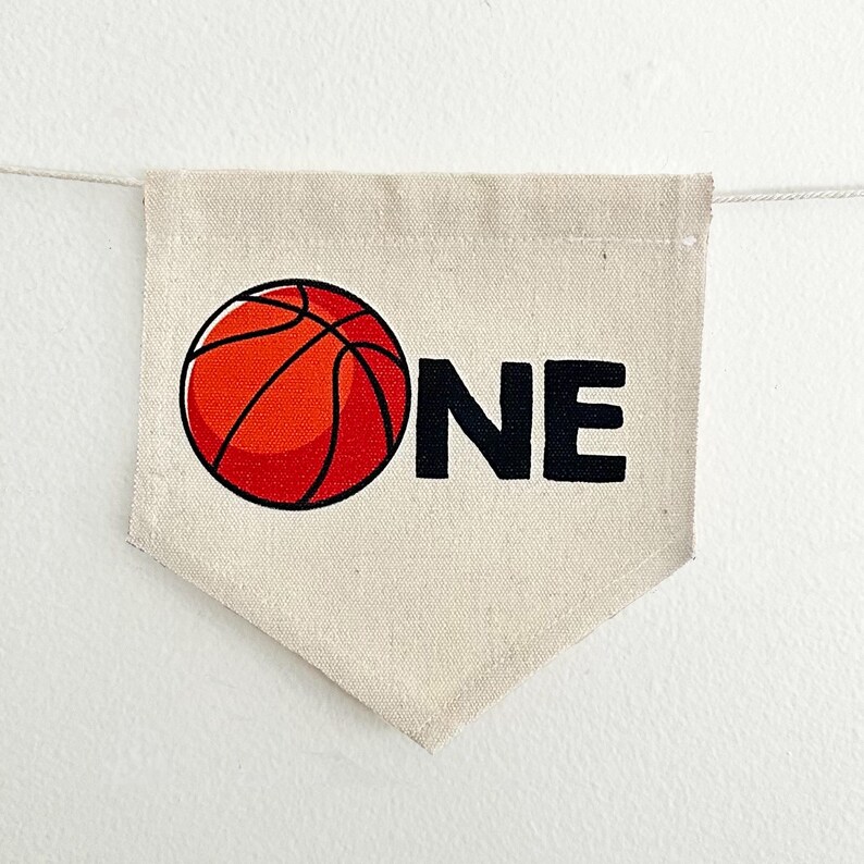Basketball 1st Birthday Party Decorations, First Birthday, Sports Party High Chair Banner, Cake Smash Props, Highchair Tassel Banner Center Flag Only