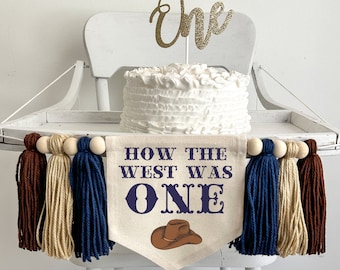 Western 1st Birthday Party Decorations, Cowboy First Birthday, How the West was One Highchair Banner, Wild West, Wild One Theme Sign
