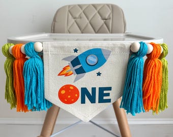 Outer Space 1st Birthday Party Decorations, Astronaut First Birthday High Chair Banner, Planet Cake Smash Sign, Trip Around the Sun Birthday