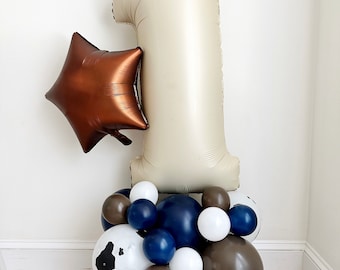 Rodeo 1st Birthday Balloon Tower, My 1st Rodeo First Birthday, Blue  First Birthday Party, Celebrate One Balloon Decor