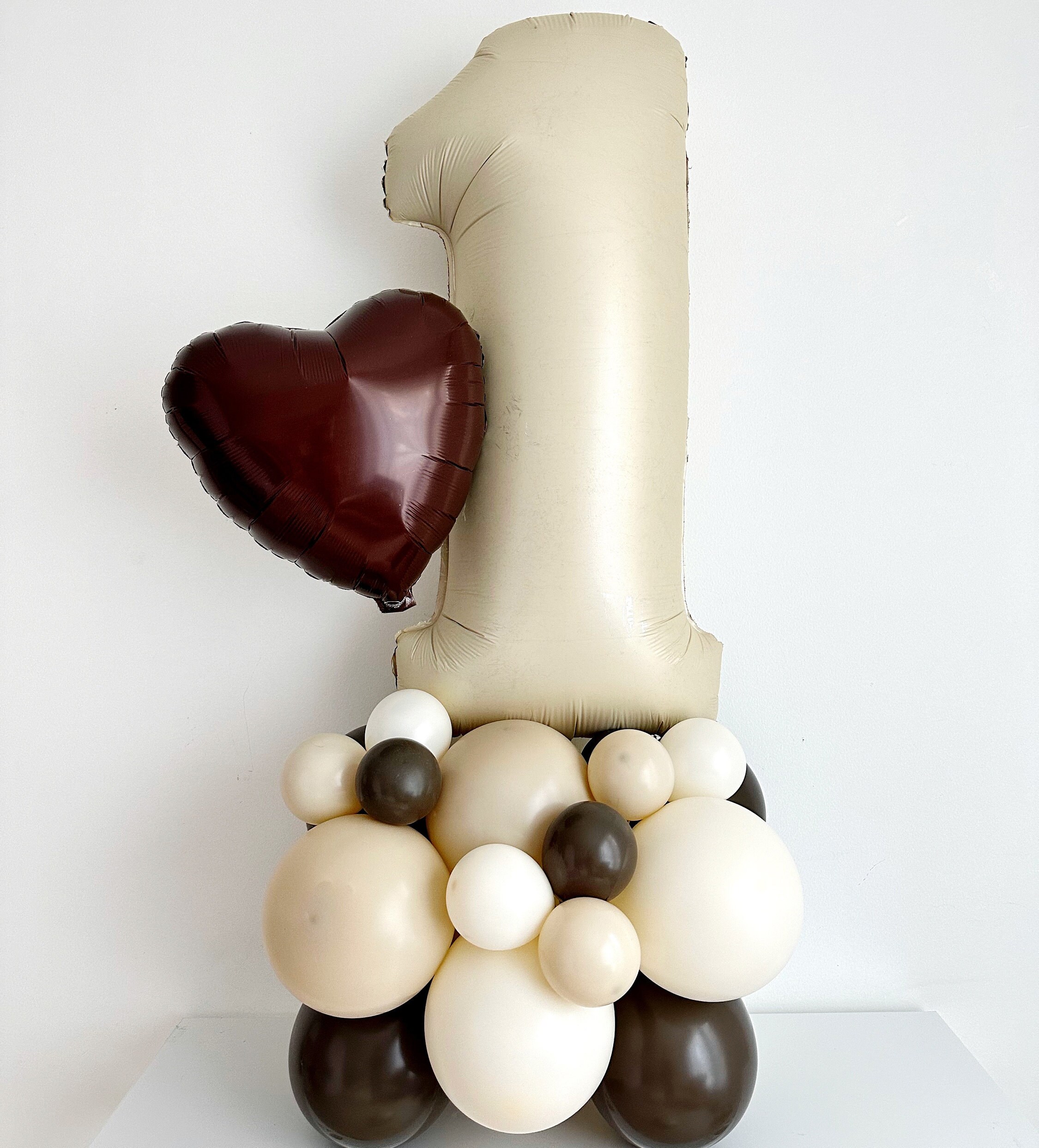 Neutral First Birthday Balloons, Neutral One Balloon Tower, Minimalist Balloon Tower, Monochromatic 1st Birthday Balloons