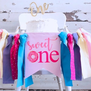 FINAL SALE Sweet One Banner, Sweet First Birthday Party, Donut Grow Up, Donut Birthday Party Decorations, Sweet First Birthday HC158