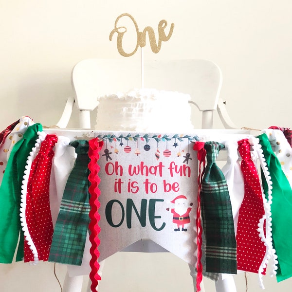 Oh What Fun Santa Banner, Christmas First Birthday Party Decorations, Christmas Birthday Banner, 1st Birthday Party Decorations HC014