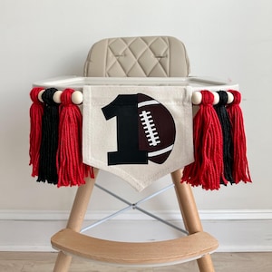 Football 1st Birthday High Chair Banner, First Down Decorations, Sports First Birthday Party Tassel Banner, Cake Smash Props, Highchair Sign