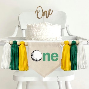 Cumpleaños de golf, Primer cumpleaños con hoyo en uno, Banner para trona, Primer cumpleaños, Accesorio para fotos, Smash de pastel, Decoraciones para fiestas deportivas