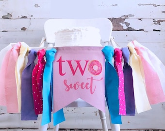Two Sweet Donut Banner: Second Birthday Party Decoration