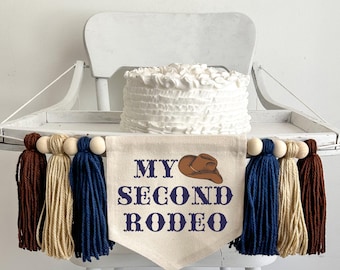 My Second Rodeo 2nd Birthday Party Decorations, Cowboy Second Birthday, Western Highchair Banner, Cowboy Hat, Wild West, Two Wild Theme Sign