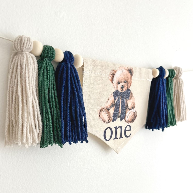 Teddy Bear First Birthday | Beary First Birthday | Highchair Banner ...