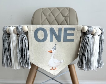First Birthday Decorations, One Silly Goose Banner, High Chair Banner, Goose 1st Birthday, 1 Year Old Birthday, Party Theme for Kids