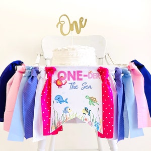 FINAL SALE One-der the Sea 1st Birthday Banner, Sea Creature Highchair Banner, Aquarium Birthday, First Birthday Party, Cake Smash Prop