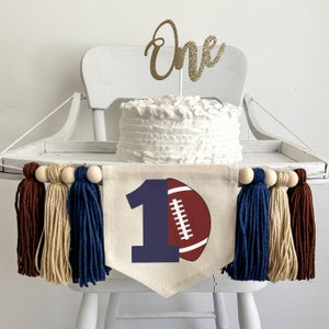 Football 1st Birthday Party Decorations, First Down High Chair Banner, Sports Tassel Banner, Cake Smash Prop, Navy Touchdown Highchair Sign