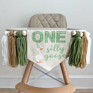 One Silly Goose Banner, First Birthday Decorations, Silly Goose Birthday, High Chair Banner, One Banner, Cake Smash Decorations