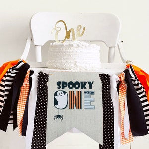FINAL SALE Halloween 1st Birthday Decor, Halloween First Birthday Banner, Spooky One Party Banner, Fall Party Decor, Highchair Banner