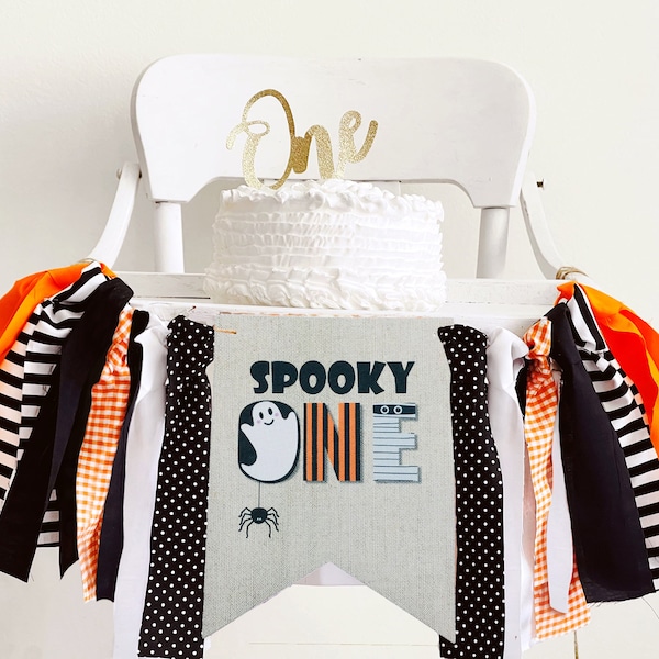 Halloween 1st Birthday Decor, Halloween First Birthday Banner, Spooky One Party Banner,  Fall Party Decor, Halloween Highchair Banner, HC008