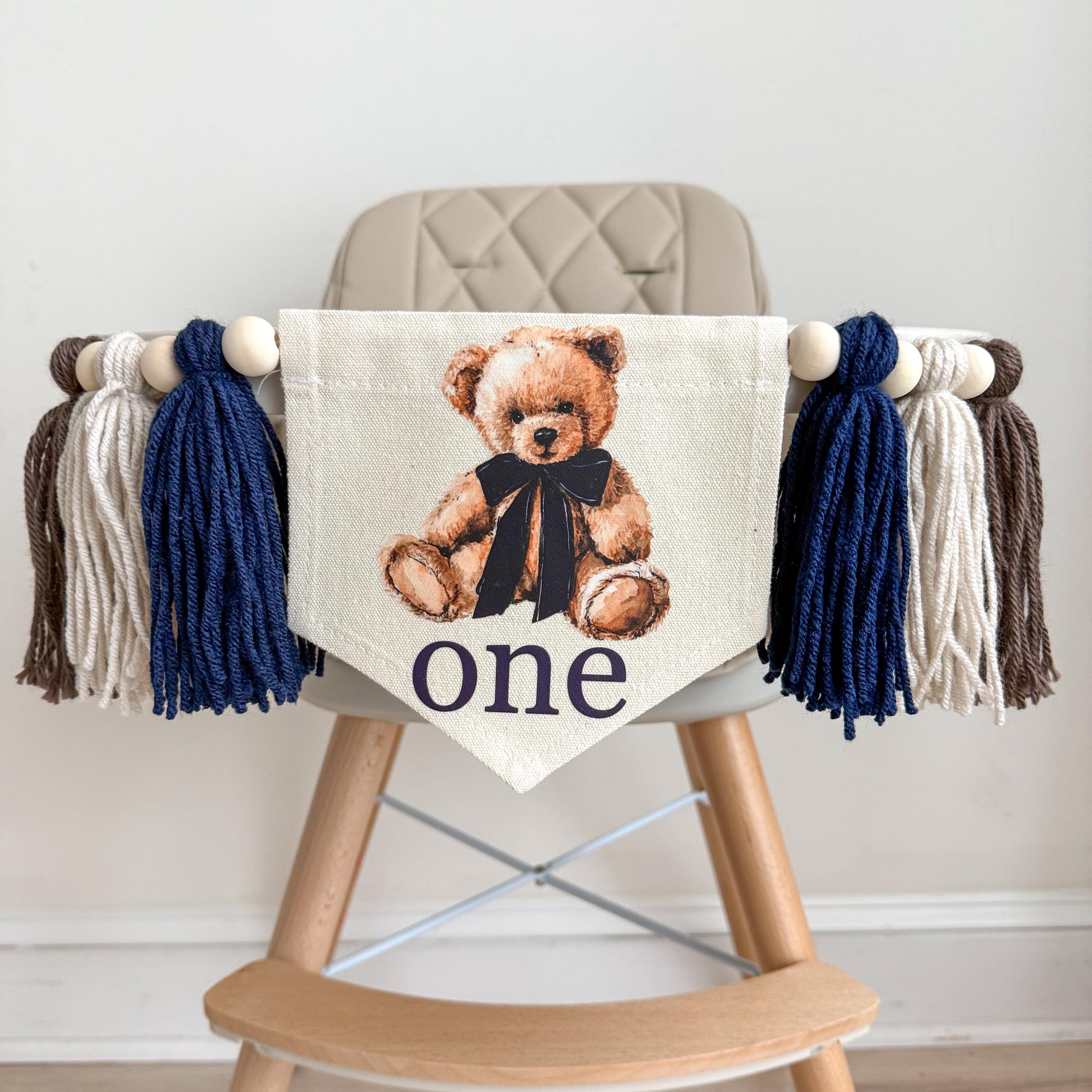Teddy Bear First Birthday | Highchair Banner | Beary First Birthday ...