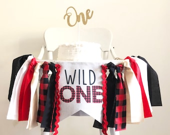 Wild One Plaid Banner, First Birthday Party, Wild One Party Banner, Highchair Banner, First Birthday Decorations, HC049