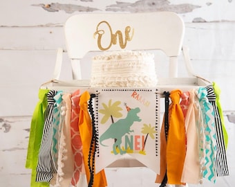 Dinosaurier Kinderhochstuhl Girlande: 1st Birthday Cake Smashing Dekor