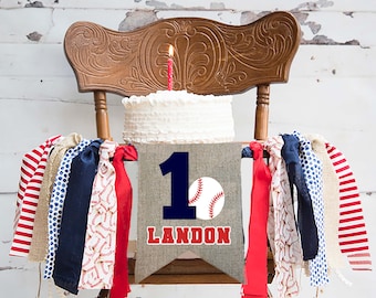 FINAL SALE Baseball First Birthday Decor, Personalized Baseball Party Banner, Baseball Banner, Highchair Banner, First Birthday Party