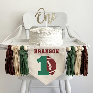 First Down 1st Birthday High Chair Banner, Football Decorations, Custom Sports First Birthday Party Tassel Banner, Personalized Sign