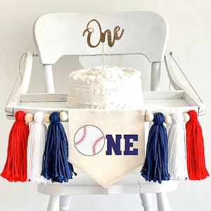 Bandera de borlas para primer cumpleaños de béisbol, decoración para trona, letrero para fiesta de primer cumpleaños de Little Slugger, banderín personalizado para pastel Smash