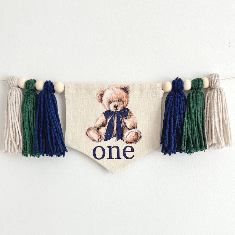 Teddy Bear First Birthday | Beary First Birthday | Highchair Banner ...