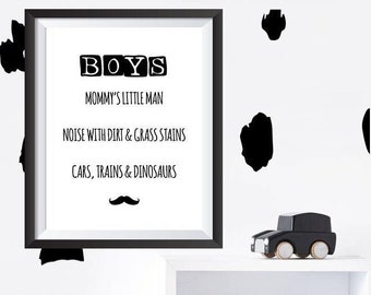 Little boy print - Nursery, Playroom, Bedroom - Modern nursery - Black and white - Home decor