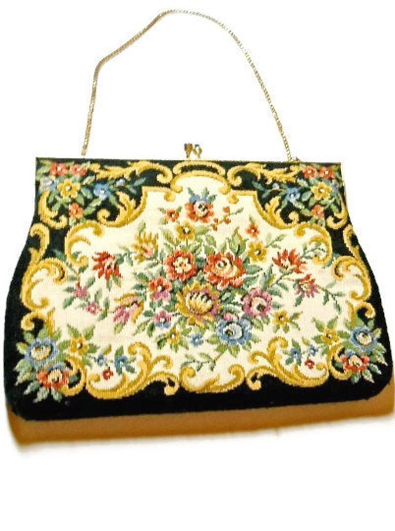 Vintage Delill Purse Tapestry Evening Bag 1950s