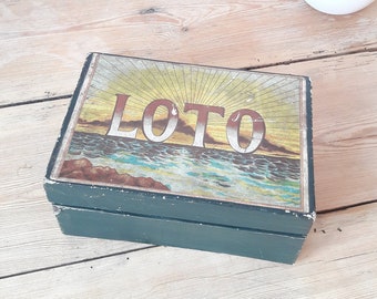 Old Lotto Game/Cardboard and Wood Game/Illustrated Box/Old Lithograph/France 1900