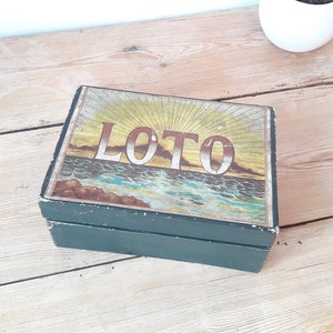 Jeu de Loto ancien/jeu en carton et bois/coffret illustré/lithographie ancienne/France 1900