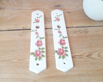 Vintage cleanliness plates/antique door decoration/LIMOGES porcelain/rose decoration/France 1960