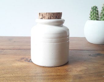 Vintage French/Old Mustard Pot/French Sandstone/Cork stopper/Bocquet Mustard/Yvetot 1950