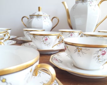 Vintage French/art Deco Tea Set/signed Paillet/limoges Porcelain