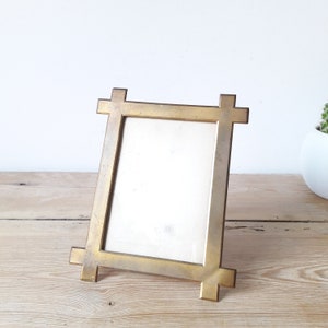 Antique rectangular frame/gilded brass/glass top/table frame/heart decoration on the base/France 1940s