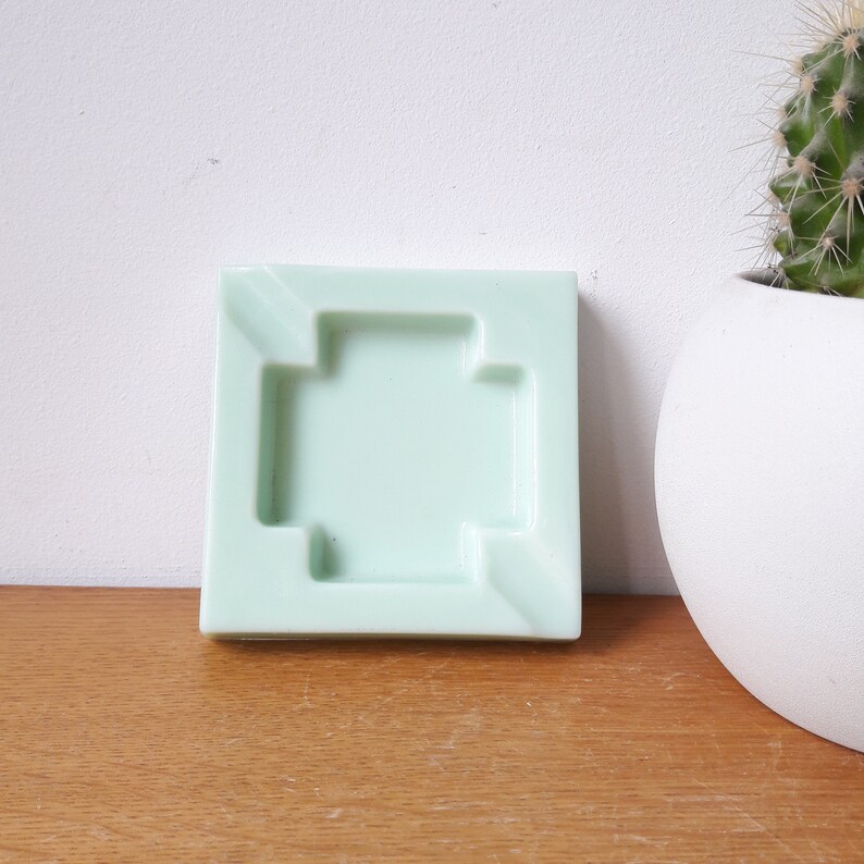 French vintage opaline jadeite green Opalex ashtray 60's Ashtrays Art