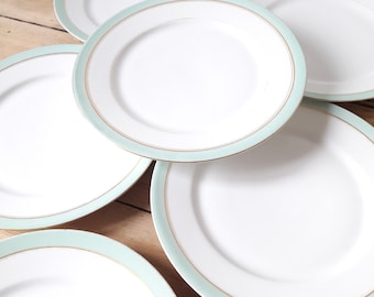 ヴィンテージ フランス/アンティーク フルーツ ボウル/白磁/緑の装飾と