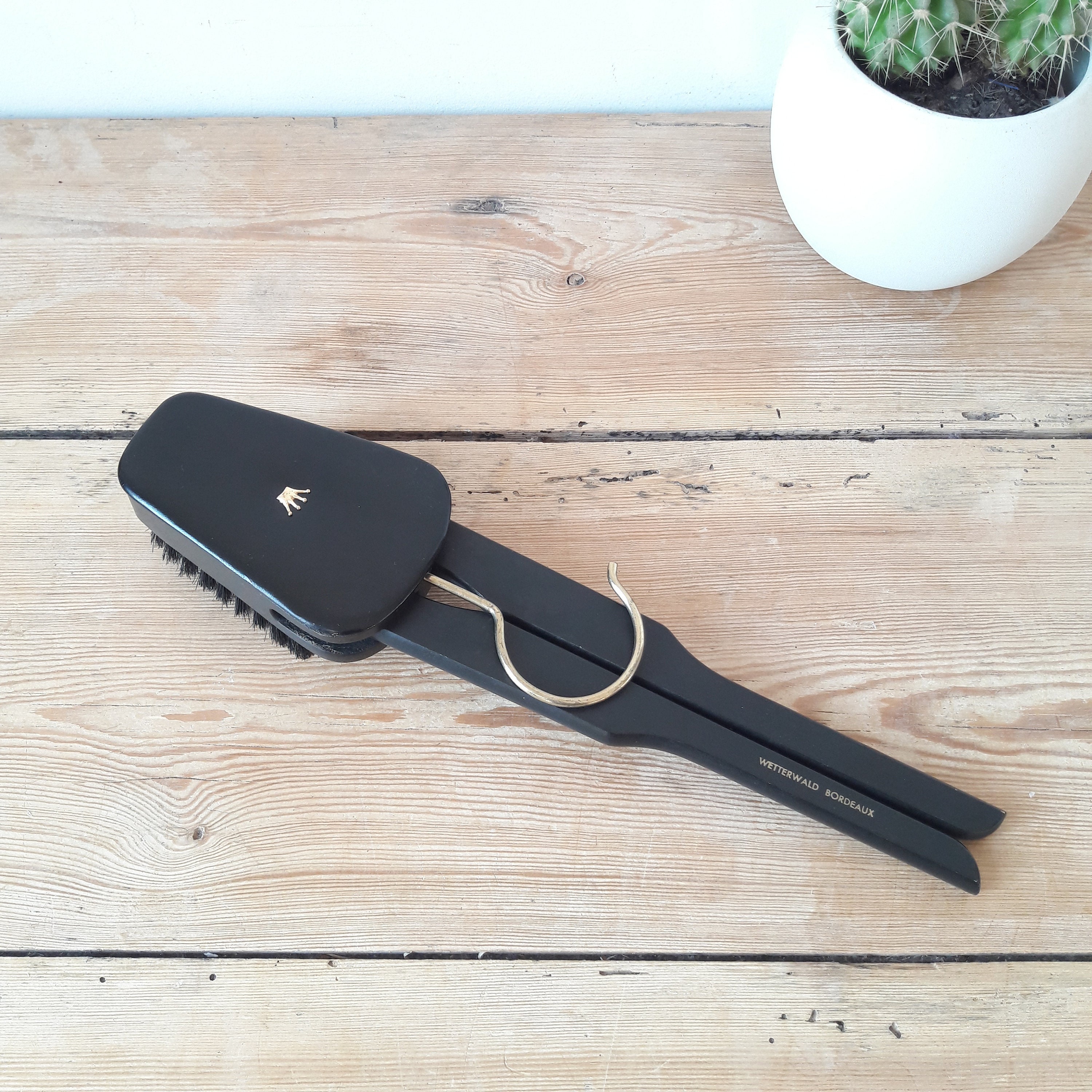 Francais Vintage/Cintre Pliable en Bois/Brosse à Vêtement/Accessoire de Voyage/Menuiserie Wetterwald