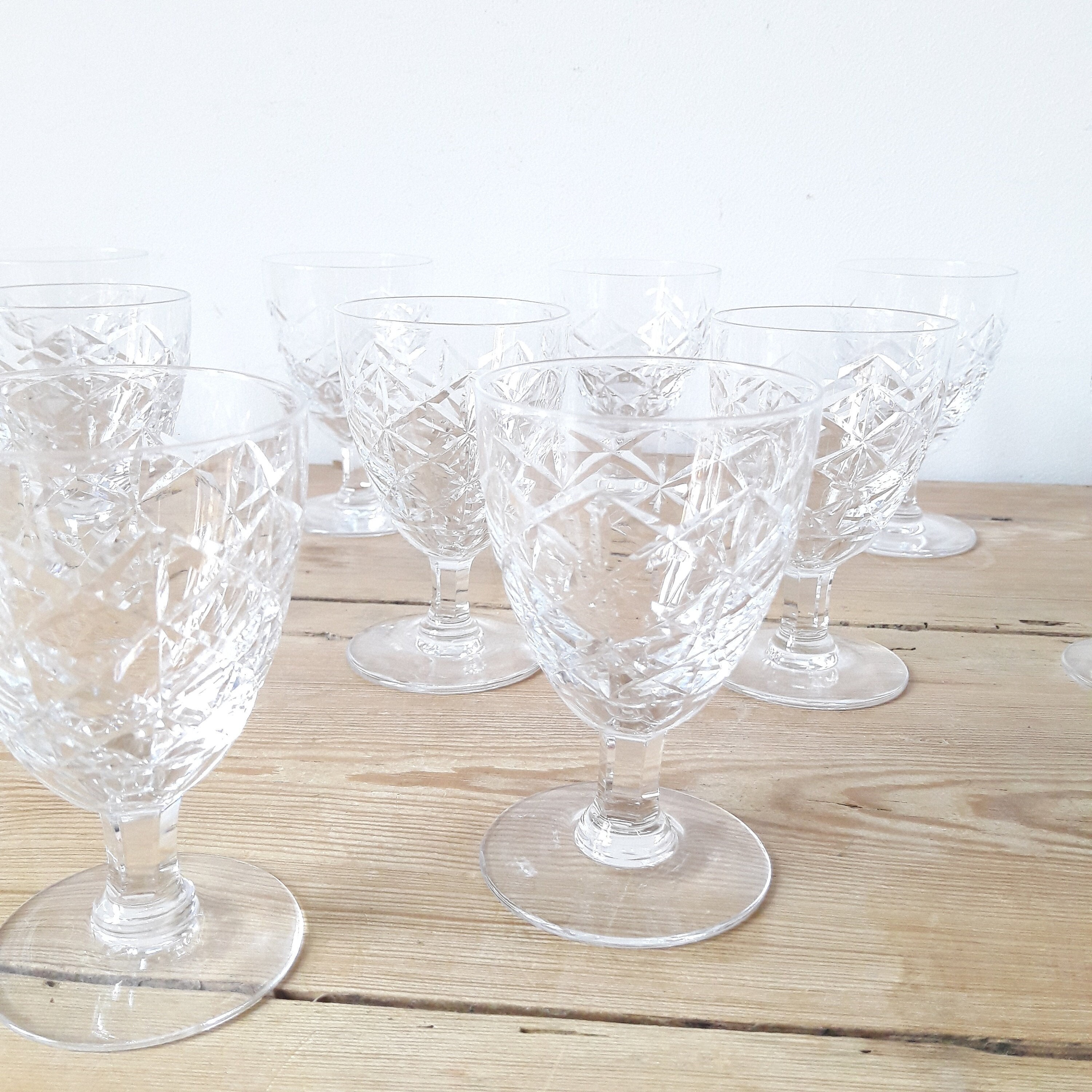 Francais Vintage/Verres en Cristal/Verres à Vin/Cristal Lorrain/Lot de 11/État Neuf/1960