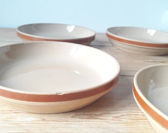 vintage stoneware plates/hollow plates/glazed terracotta/lot of 4/France 60s vintage stoneware plates/hollow plates/glazed terracotta/lot of 4/France 60s