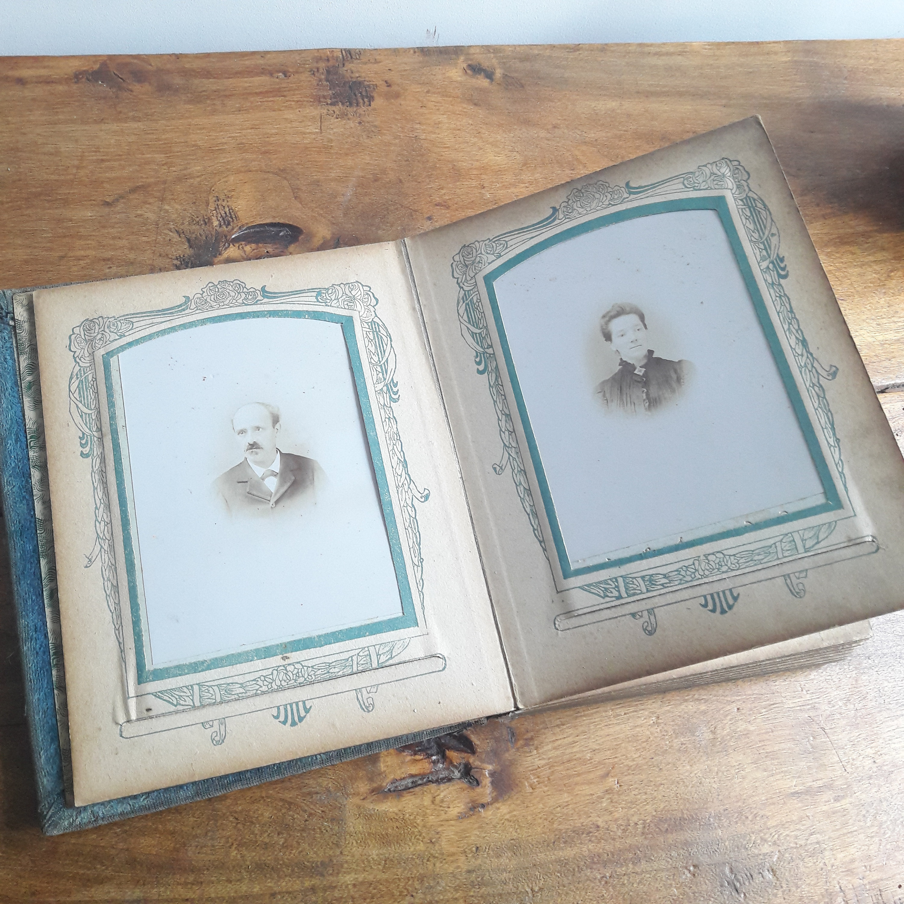 Vintage French/Filled Photo Album/Fabric Cover/Vintage Photographs and Portraits/France 1900