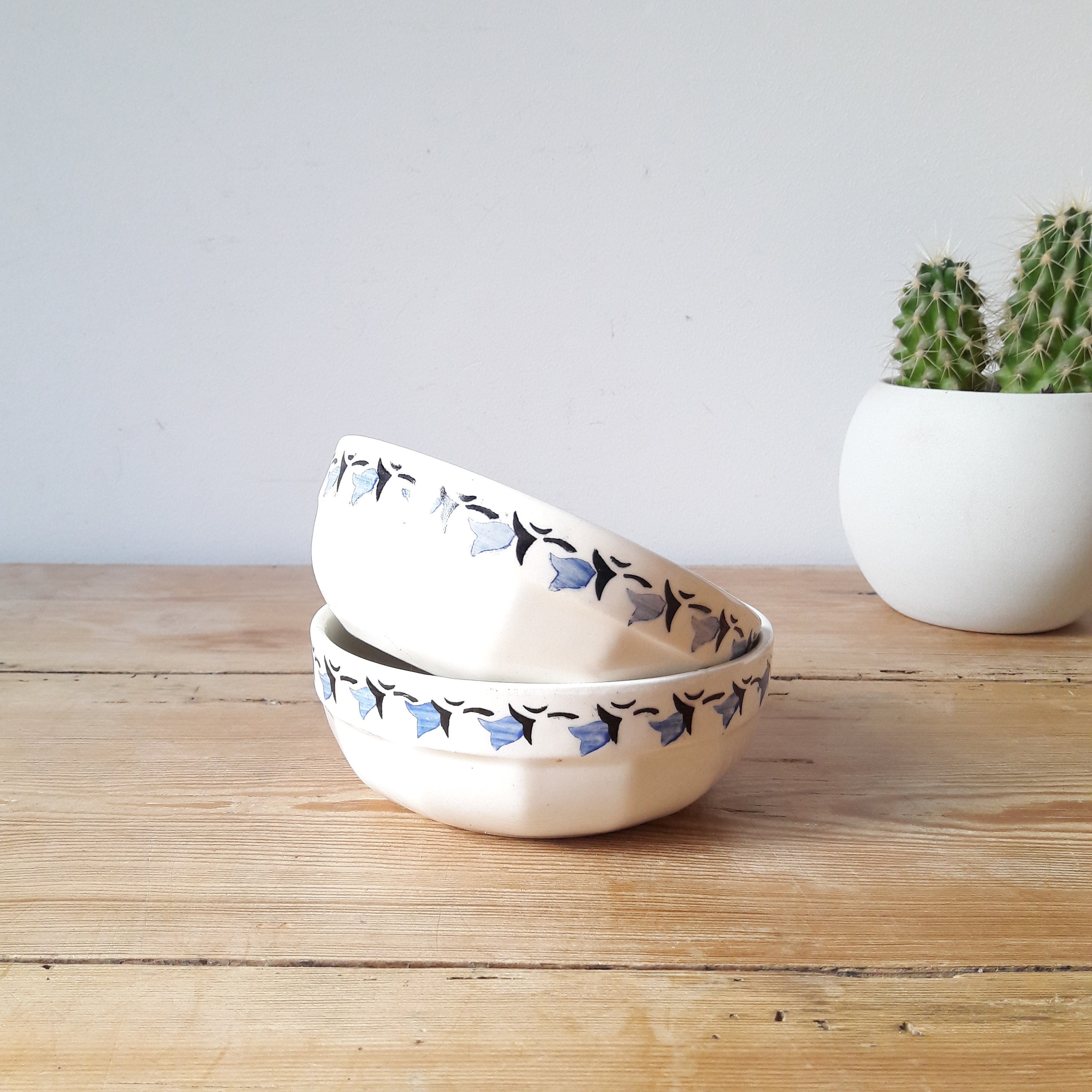 Bols Vintage/Porcelaine Hongroise Kgy Granit/Décor de Fleurs Peintes à La Main/Lot 2/Hongrie 1940