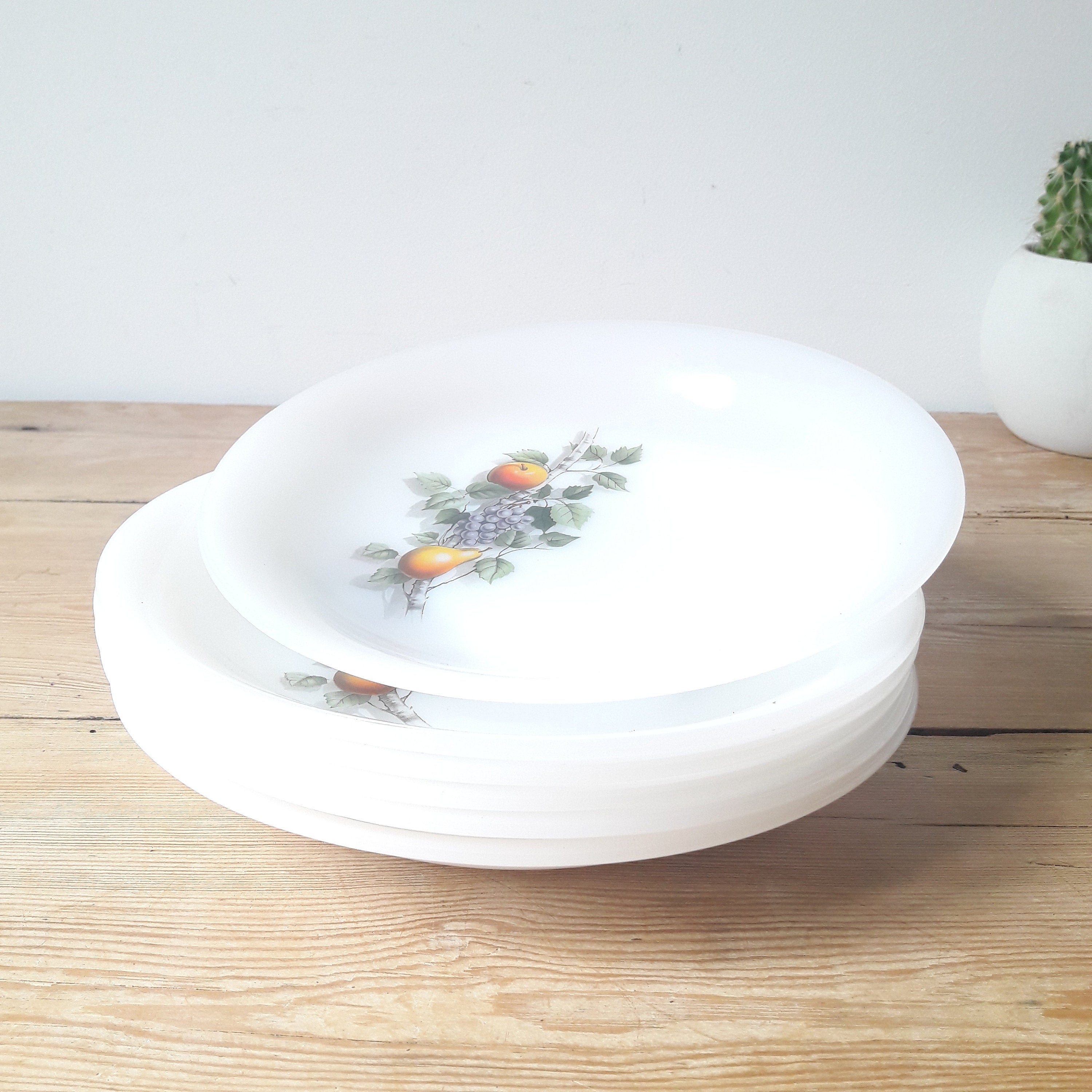 Francais Vintage/Assiettes Arcopal/Décor Fruits/Lot de 6/Assiettes Creuses/Années 60