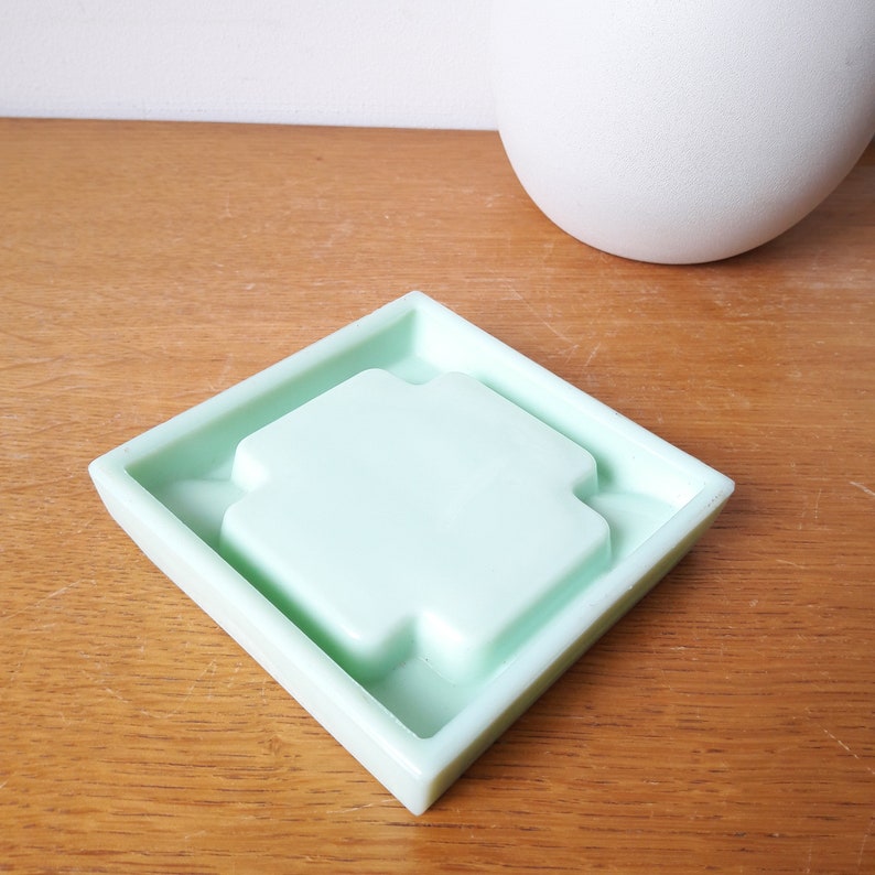 French vintage opaline jadeite green Opalex ashtray 60's Ashtrays Art